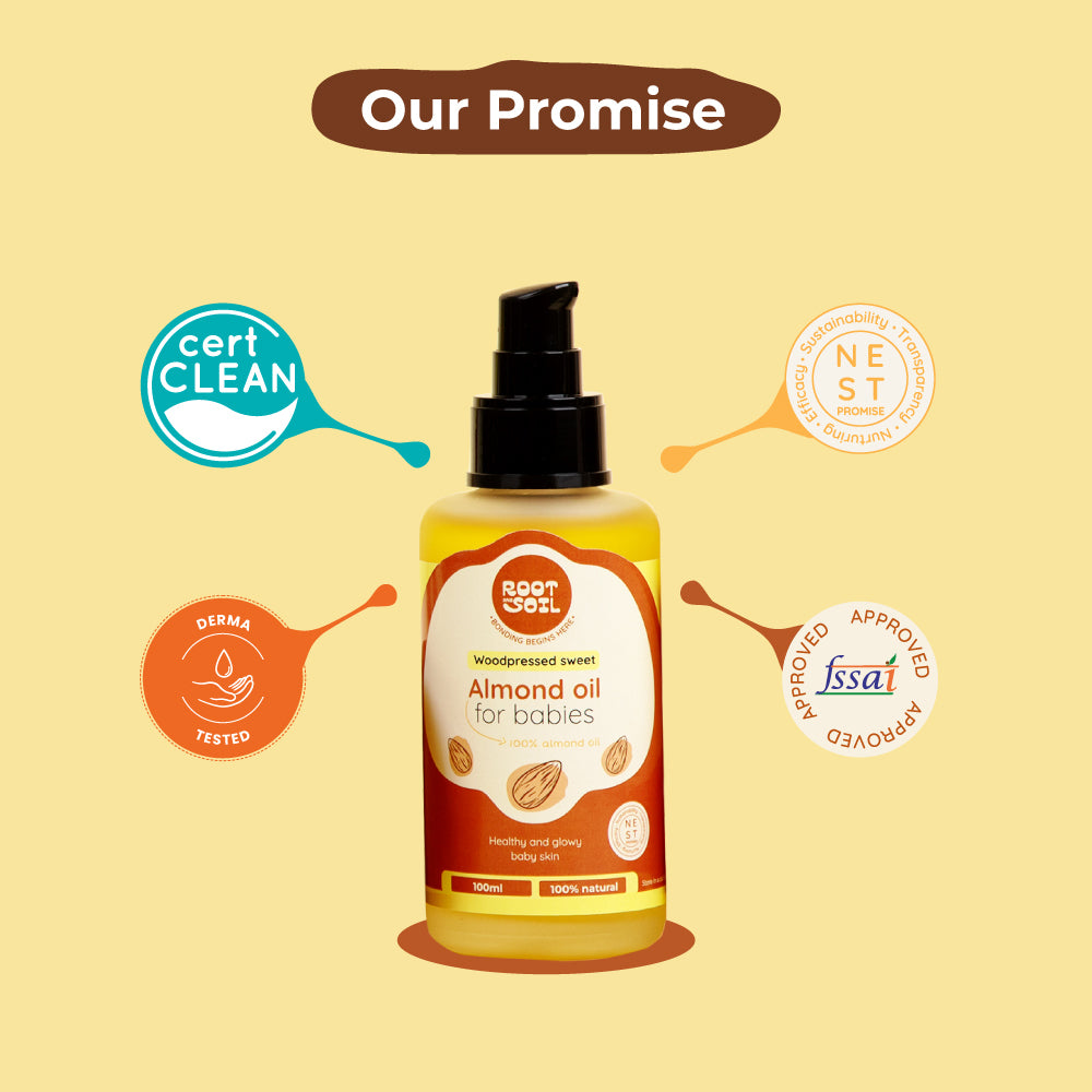 Wood-Pressed Sweet Almond Oil For Babies | Healthy & Glowy Baby Skin  | 0+ m