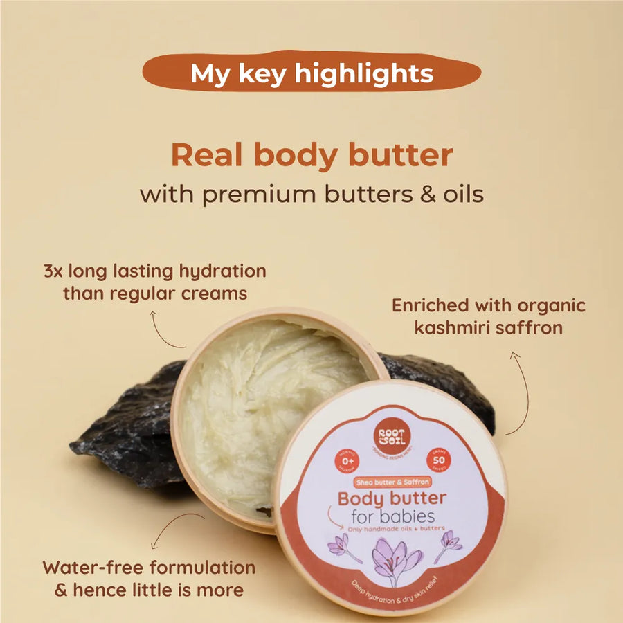 Baby Body Butter With Saffron | Butter based for Deep Hydration & Glow | 0+ m