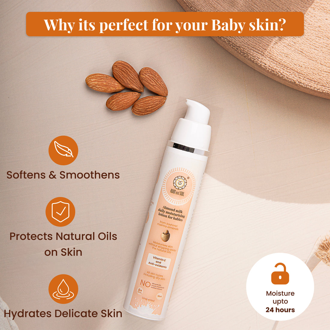 Almond Milk Daily Moisturizing Lotion for Babies | Prevents & Solves Dry Skin | 0+ m | 50 ml