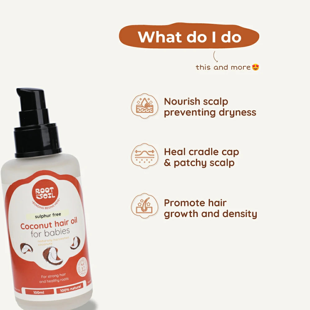 Coconut Hair Oil For Babies | Relieves Cradle cap & Patchy scalp | 0+ m | 200  ml