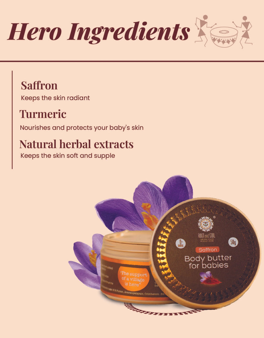 Baby Body Butter With Saffron | Butter based for Deep Hydration & Glow | 0+ m | 50 g