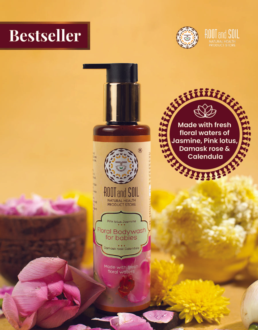 Floral Bodywash for babies - Jasmine, Pink lotus, Damask Rose & Calendula: 175 ml (0 to 8 years)