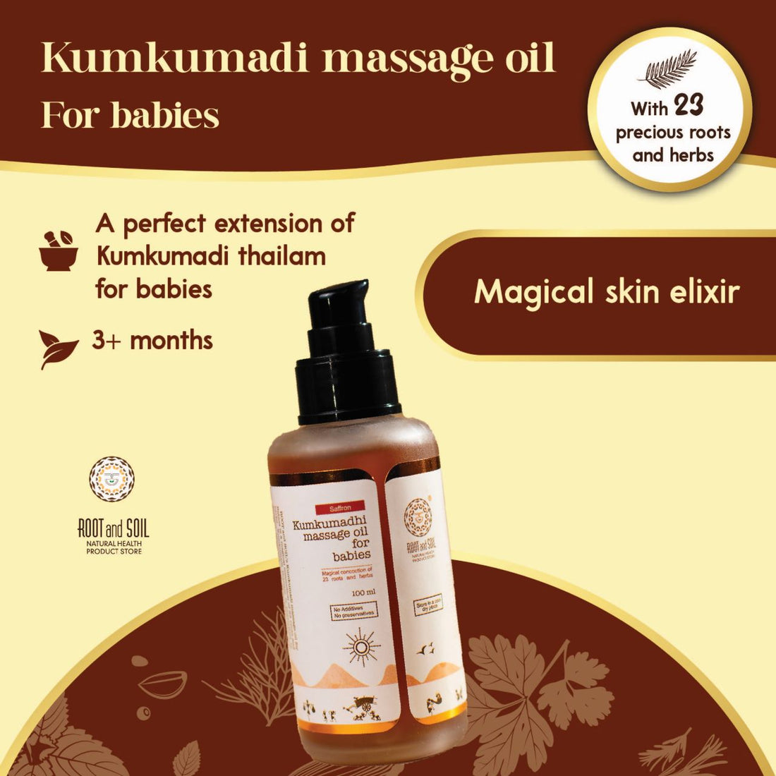 Baby skin glow / Kumkumadi combo - Kumkumadi Massage oil 100 ml + Kumkumadi Absolute bathing bar 90 g + Kumkumadi Body cream 45 g