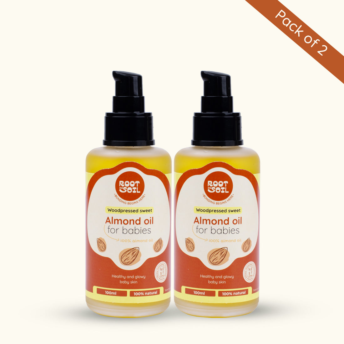 Wood-Pressed Sweet Almond Oil For Babies | Healthy & Glowy Baby Skin  | 0+ m | 100 ml