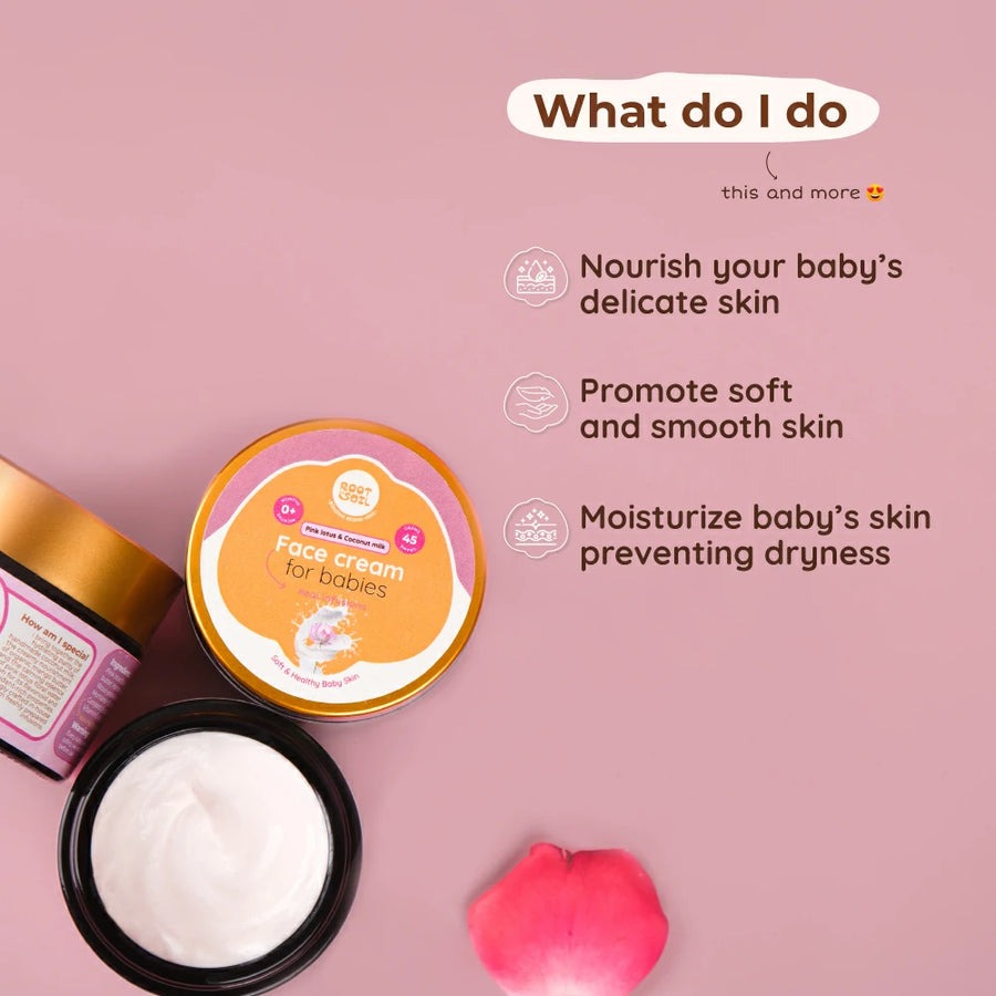 Pink Lotus & Coconut Milk Face Cream | Soft & Healthy Baby Skin | 0 m - 8 y | 45 g