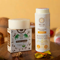 Baby Oily Skin Combo  - Tender Coconut Absolute Bathing Bar 100g + Baby dusting Powder Damask Rose